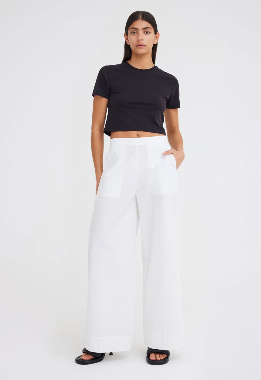 Jac + Jack Briar Cotton Wide Leg Pant - White